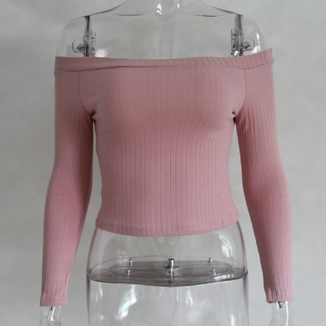 Maglia con spalle scoperte a maniche lunghe