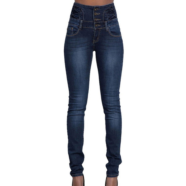 Jeans a vita alta Skinny Fit chiusura a 4 bottoni