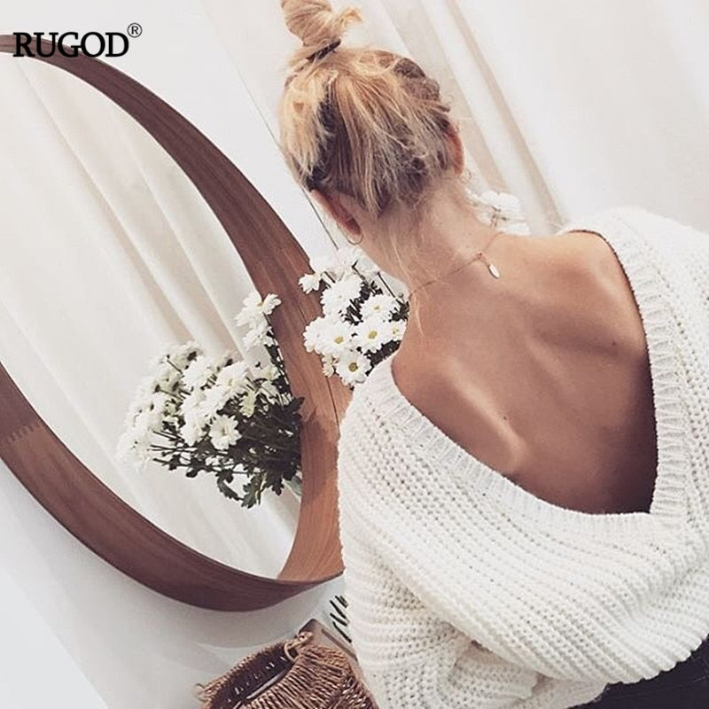 Maglia manica lunga con scollo a V fronte/retro
