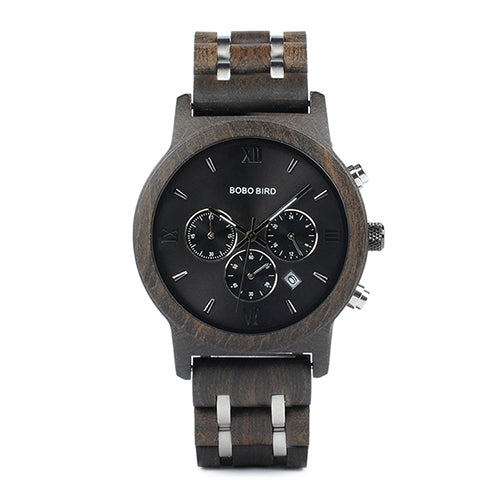 Orologio in legno con sfondo metallizzato
