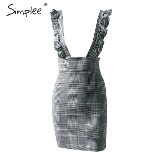 Vestitino con spalline e pied de poule scozzese