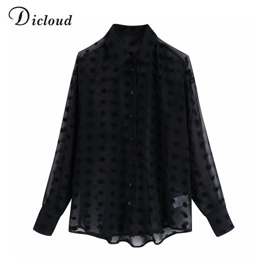 Camicetta semi trasparente a pois