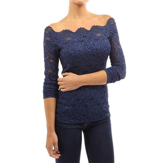 Maglia a maniche lunghe con disegno in pizzo a tema floreale