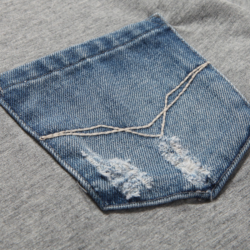 T-Shirt a mezza manica con taschino sul petto in jeans